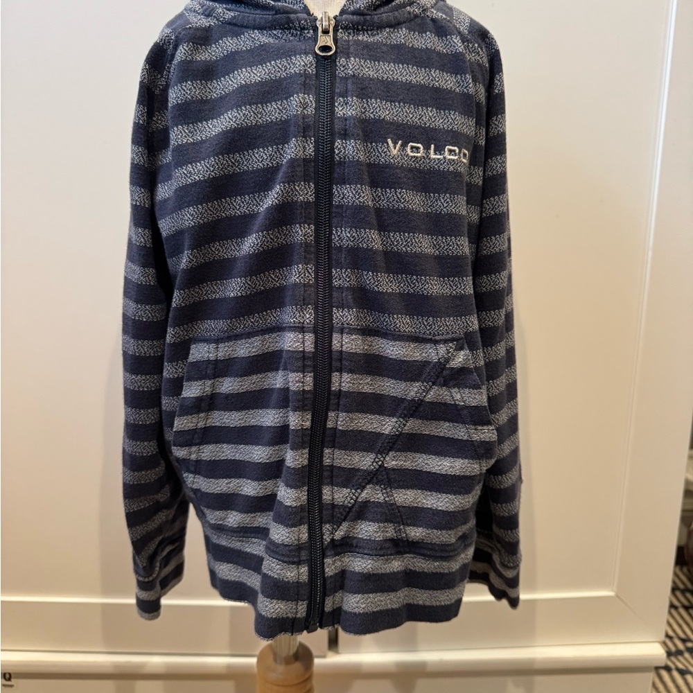 Volcom Navy and white Striped Hoodie size 4 (little boys)